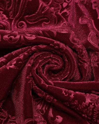 Punk Rave Mens Gothic Aristocrat Embossed Velvet Damask Shirt - Red - Picture 12 of 13