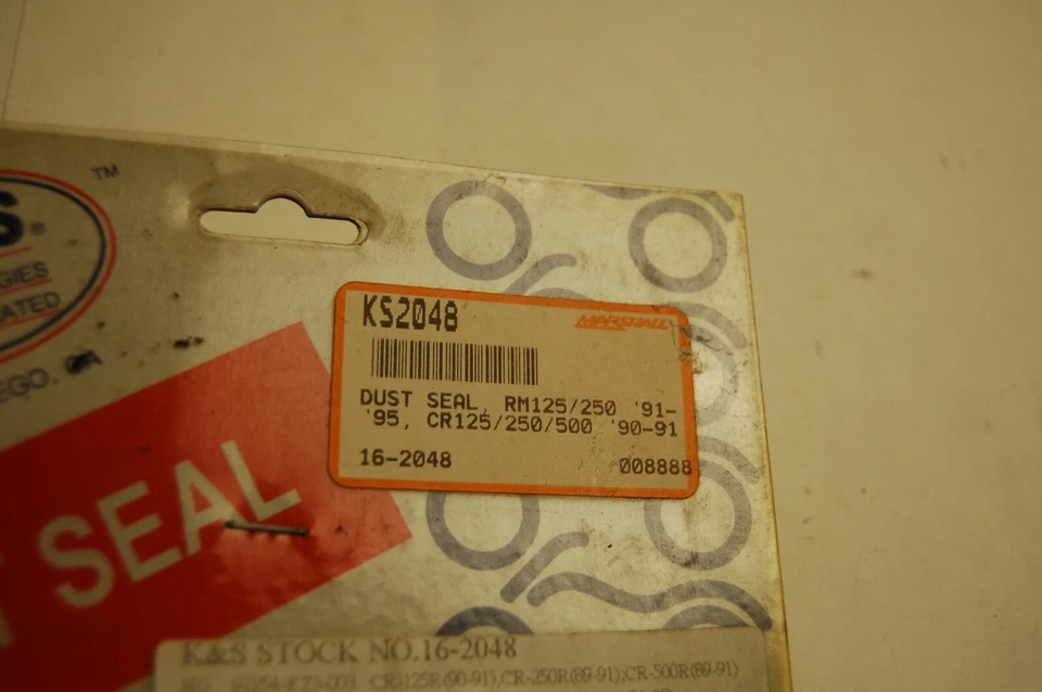 Juego de sellos antipolvo horquilla NOS K&S Tech Honda CR125 R CR250 R CR500R Suzuki RM250 RMX250 Foto 2 de 4
