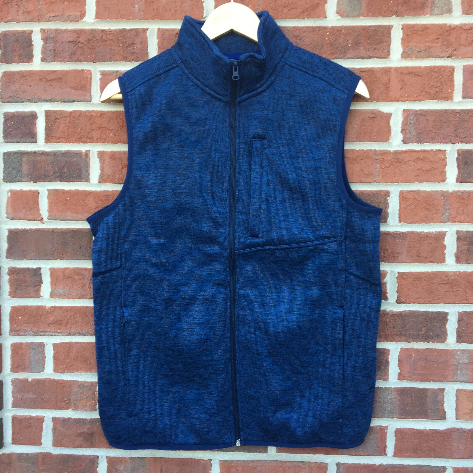 Lands End Full Zip Sweater Fleece Vest Mens Small Heathered Navy Pockets
Opens in a new window or ta