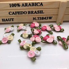 20pcs 17x23mm Flowers Beaded Multicolor Handmade Craft Sew on For Hair Accessory