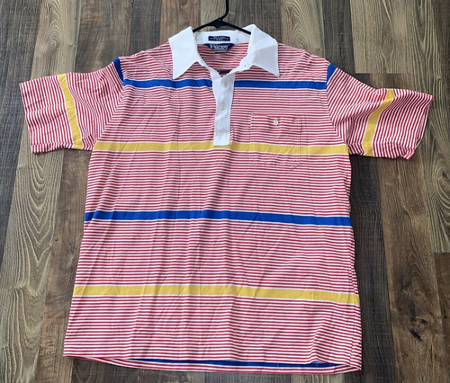 Polo da golf Fairway di Cluett anni 70/80 rossa a righe casual tasca XL vintage