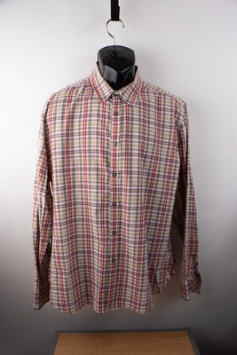 PS Paul Smith XXL Slim Fit Long Sleeve Button Shirt Plaid Tan Orange Gray