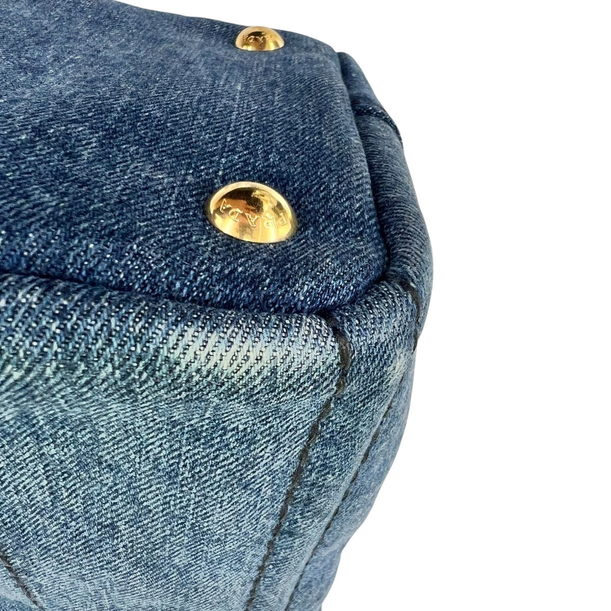 Excellent Condition PRADA Canapa Mini Tote Bag 1BG439 Denim Blue Ladies AB Rank thumbnail 7