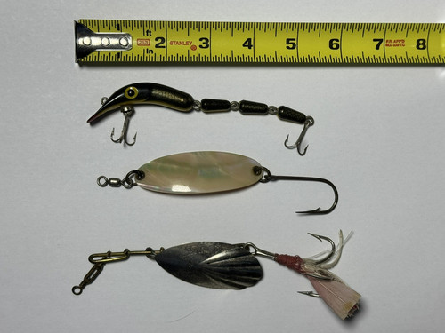 Vintage Fishing Lure Lot Skinner Spinner Abalone Spoon Jointed BENO