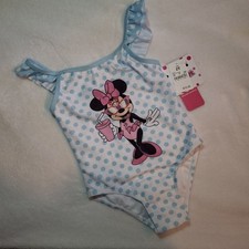 Toddler Girls Minnie Mouse Polka Dot Swimsuit 2T One Piece With UPF 50 NEW