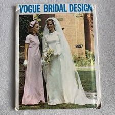 Vintage Vogue Bridal 2057 Wedding Dress Sewing Pattern 12 UNCUT