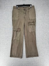 Free People Womens Cargo Pants Brown Flat Front Multi Utility Pockets Outdoor 8