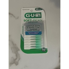 Sunstar GUM Soft-Picks Original Dental Picks 50 Count with Case 6323 White Green