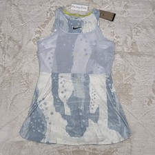 Nike Court Slam Dri-Fit Printed Tennis Dress Light Blue Women's Large HM8646-121