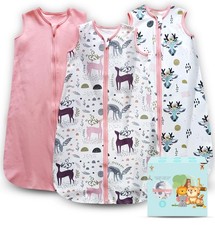 Baby Sleep Sack 0-6 Months - Lightweight 100 Cotton 2-Way Zipper TOG 0.5 Inf...