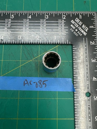 Vintage Husky Tools 14mm Shallow Chrome Metric Socket 12 pt 1/2" Drive, Made USA - Picture 3 of 5
