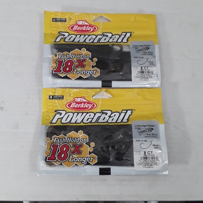 Berkley Powerbait Lot of 2 Crazy Legs Chigger Craw Green Pumpkin 8ct