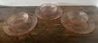 6-PC Vintage Arcoroc Pink Swirl 8in Plates & Dessert Bowls France Depression Gla
