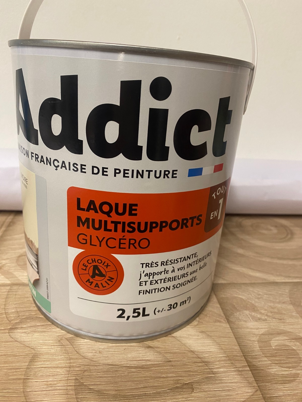 Peinture glycéro satinée ivoire multisupports Addict 2.5L pour bois et métal