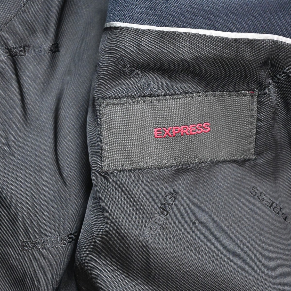 Vtg Y2K Boxy 2000s Express 38S 32x30 Navy Blue 100% Wool Mens
