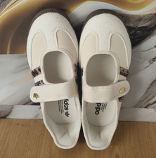 adidas Samba Hook & Loop Low Top Trainers White/Brown Animal Print UK 6