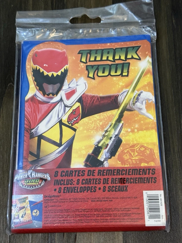 2014 Power Rangers Thank You Cards Pack Of 8 - Изображение 2 из 3