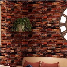 18" x 120" Brick Wallpaper Rust Red Peel and Stick Wallpaper Self Adhesive Firep
