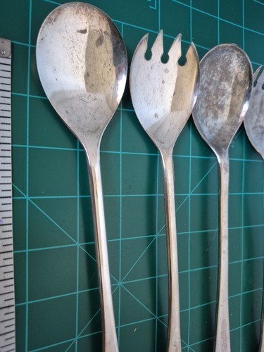 Vintage Versilberte Servierlöffel/Gabeln Italien 9" lang muss poliert werden 4er Set - Bild 9 von 9