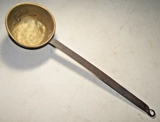 Antique 16" Handmade Brass Ladle w/ Iron Handle, 4 1/2"Bowl,Blacksmith Made