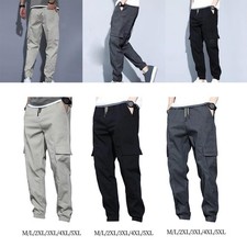 Herren-Cargohose mit weitem Bein, Wanderhose, Jogginghose, hoch taillierte,