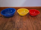 Pyrex Nesting Mixing Bowls 322 323 and 325 Red Blue Yellow good condition