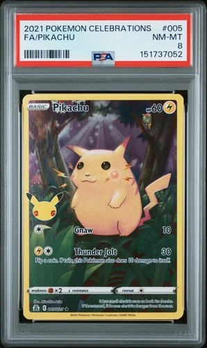 2021 POKEMON CELEBRATIONS #005 FULL ART/PIKACHU PSA 8