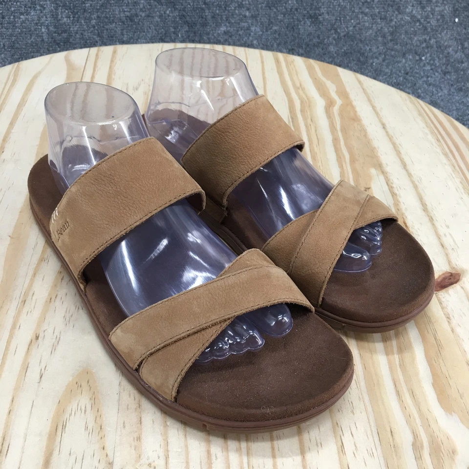 L.L.Bean Sandals Womens 10 M Go-Anywhere Slide Brown Suede Cross Strap 519115 - Image 3 of 4