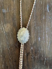 Vintage Navajo Sterling Stamped Bolo Tie