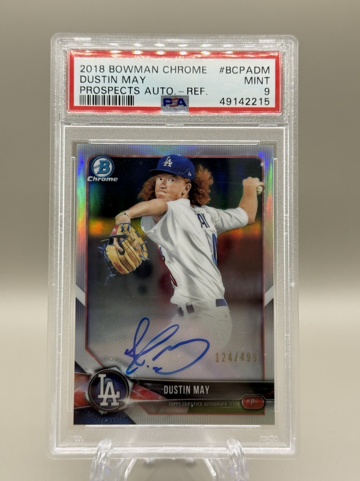 2018 Bowman Chrome - Prospect Autographs Dustin May #BCPA-DM Refractor /499  RC