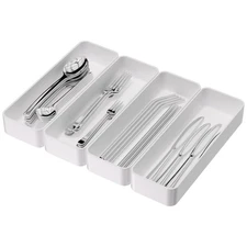 Stackable Utensil Organizer For Kitchen Flatware: Plastic Kitchen Cutlery Hol...