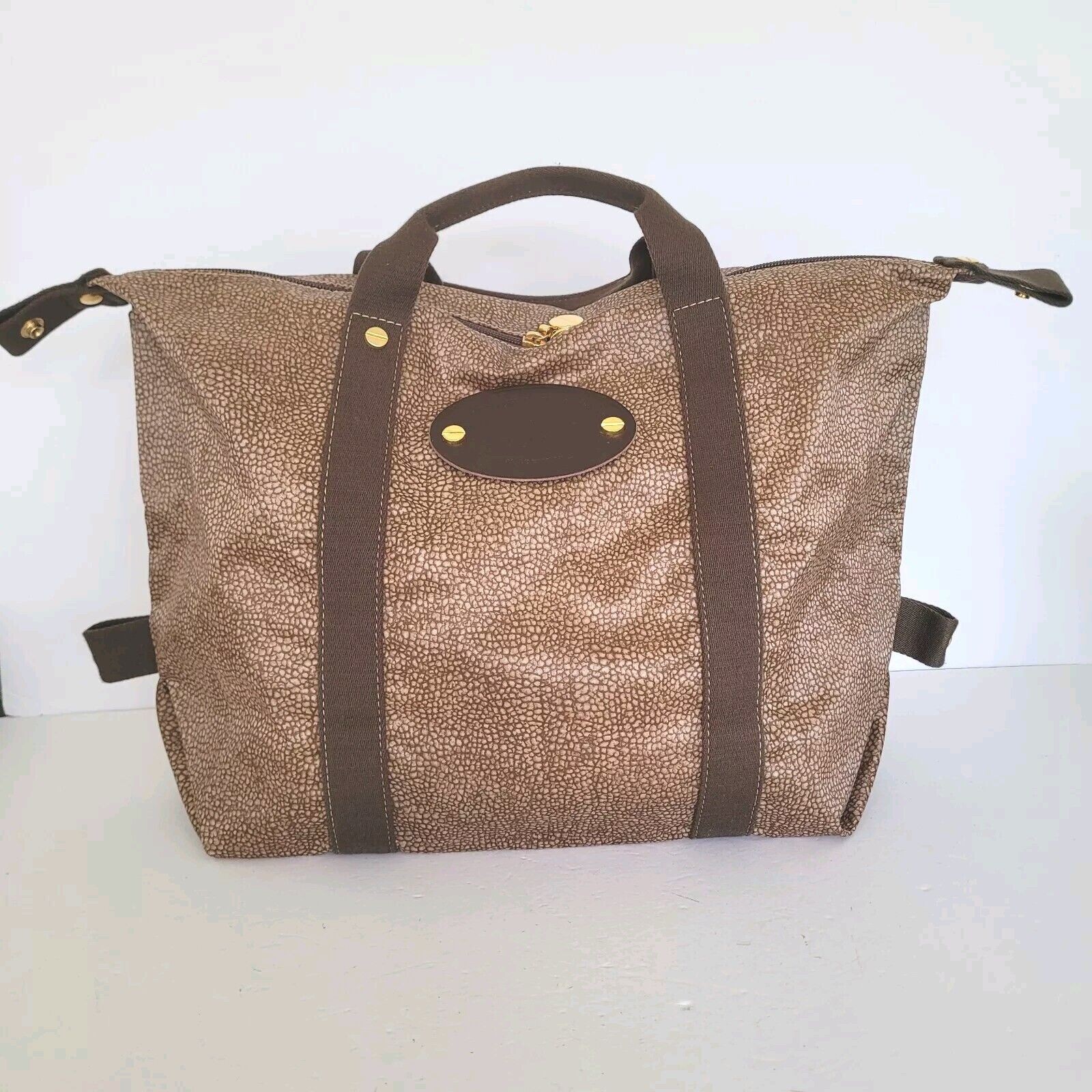 Borsa da viaggio in nylon modello quaglia borbonese shopping designer marrone Italia