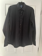 George Men's Classic Fit Long Sleeve Button-Up Shirt Black, Size M/38-40