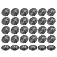 30 StüCk MetallknöPfe Zum NäHen,Rund,Hohl,15Mm,Legierung,Kleiderknopf,Schwarz