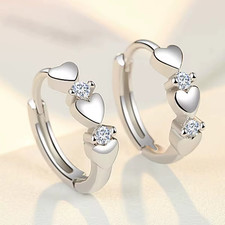 Cute Heart Small Hoop Earrings Women 3 Metal Colors Trendy Girls Ear Circle Earr