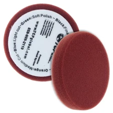 6.5" Red Flat Heavy Cut Grip Foam Polish Buff Pad - DA Hook & Loop Car Detail
