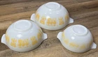 3 Rare Pyrex Amish Pumpkin Butterprint Cinderella Mixing Bowl Set 444, 443, 442