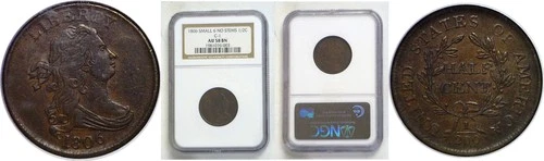 1806 1/2C Draped Bust Half Cent NGC AU-58