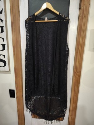 womans black Expresso long lace look cardigan  size 1x