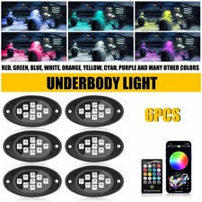 6x RGB LED Pods Rock Light Kit Glow Underbody Neon Lamp Bluetooth Music Control