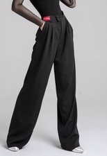 Prima Bella Pinstripe Ballroom Dance Pants XS Wide Leg Practice Trousers