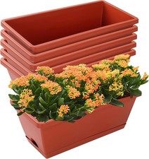 Window Box Planter, 7 Pack Plastic Vegetable Flower Planters Boxes 17 Inches Rec
