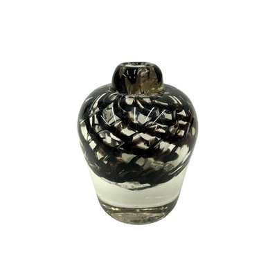 VTG John Barber Signed 80s Art Glass Vase Smokey Swirl Heavy 3'' Studio READ