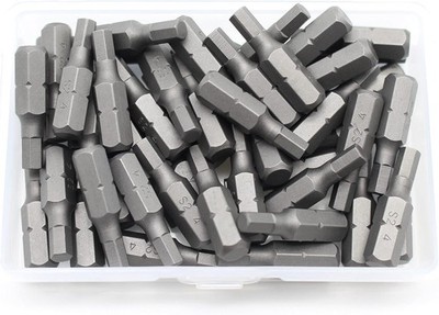 TEMO 50 pc H-4 Hex 4mm (5/32 Inch) Impact Ready 1 Inch Long Screwdriver Insert B