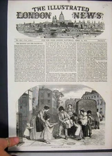 Original Old Antique Print 1851 Good Friday Hot Cross Buns Street Children 19th