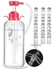 Enema Douche Kit Anti BackFlow Handle 3 Nozzles 600ml Portable Bottle
