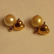 fashion jewelry gold tone heart stud earrings imitation pearl butterfly