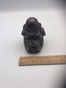 Early Bulldog With Bolo Hat Match Holder W/ Striker