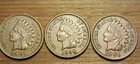 Lot Of 3 Indian Head Cent, 1c, XF, (2H)