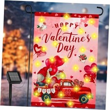 Valentines Day Garden Flag with LED Lights 12 x 18 Inch Double Sided Love